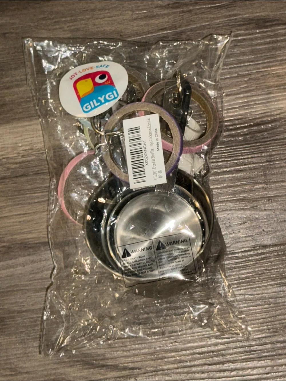GILYGI Bird‎ Toy Bundle w/ Stainless Steel Cup & Chew Toys Parrot Cage Set NEW